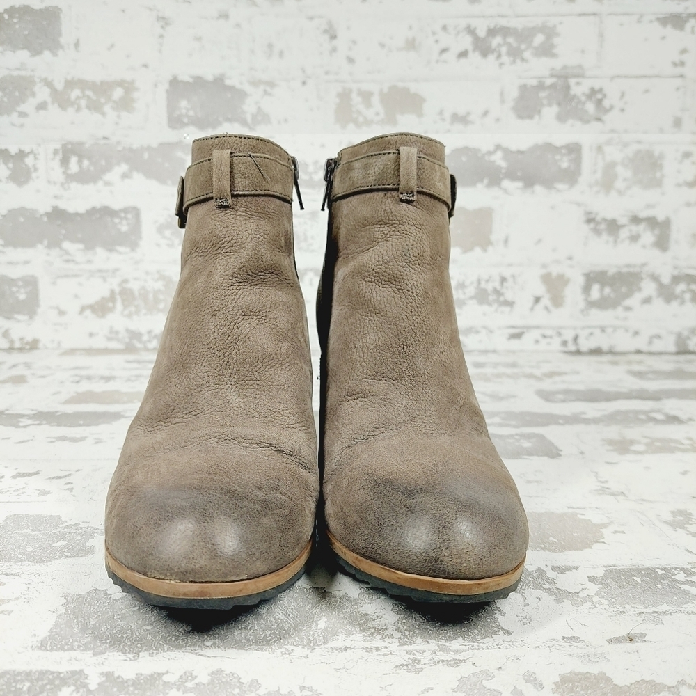 Susina Brown Leather Side Zipper Wedge Ankle Boots V680 - Picture 3 of 13